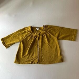 Chaus brown yellow open front cardigan L